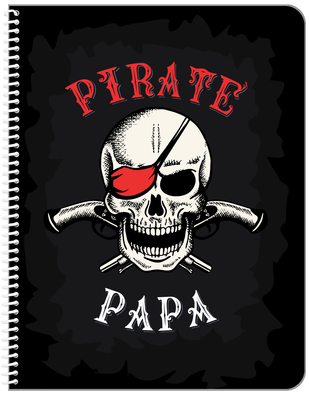 Personalized Pirates Notebook - Black Background - Front View