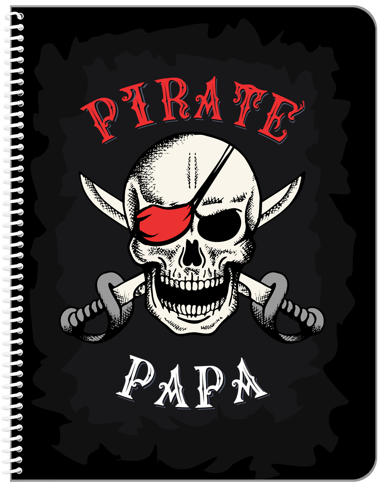 Personalized Pirates Notebook - Black Background - Front View