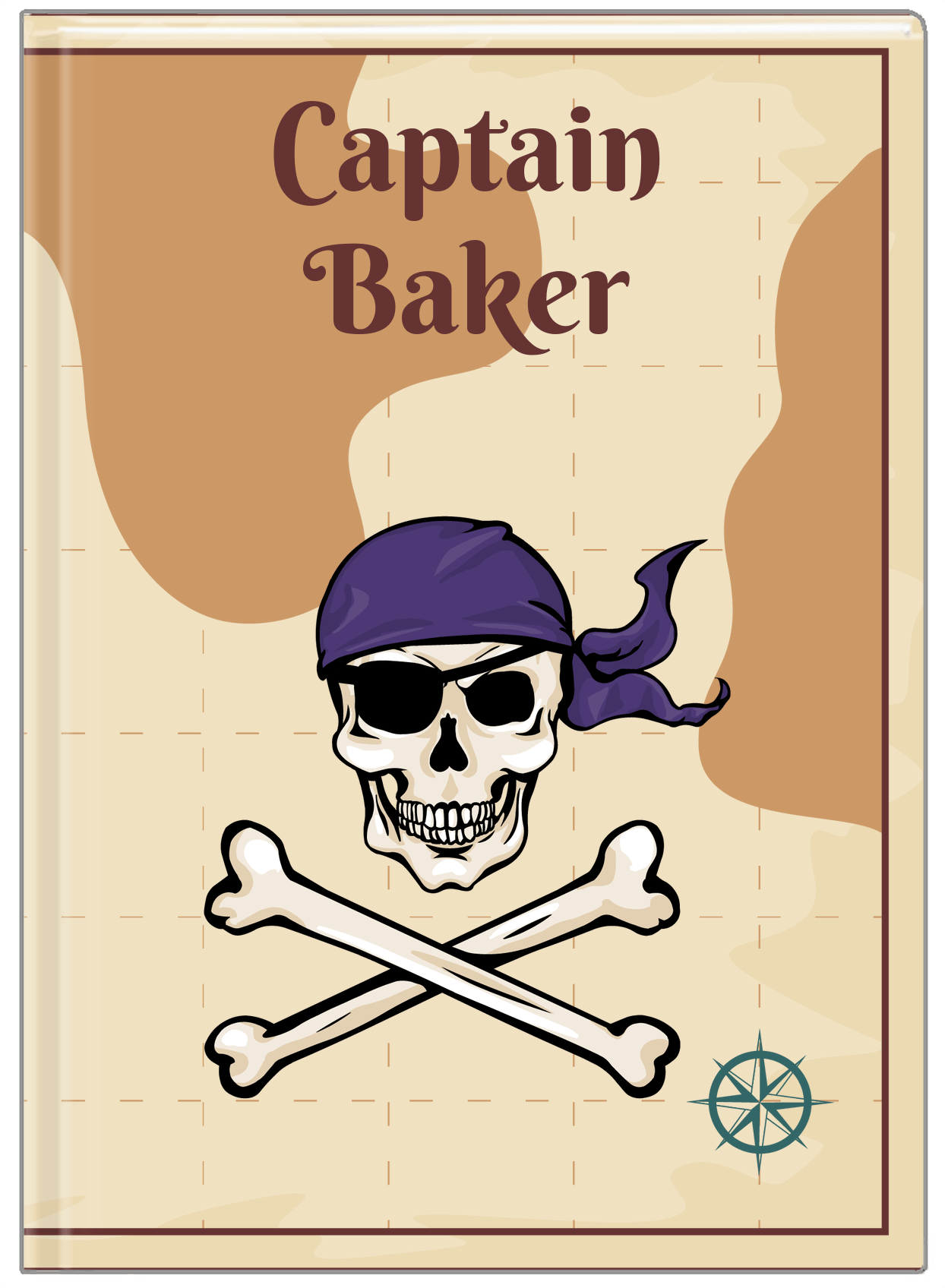 Personalized Pirates Journal - Crossbones, Bandana, & Eyepatch - Front View