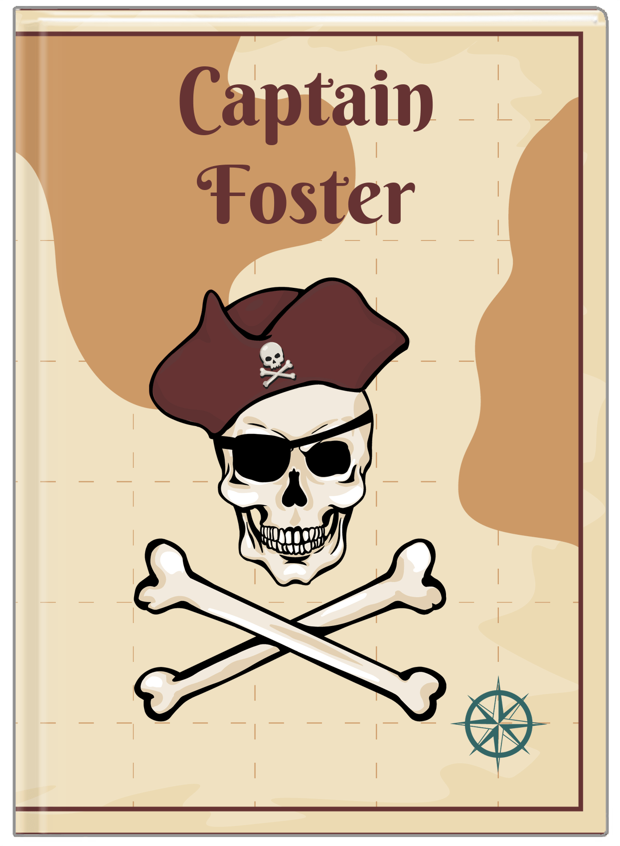 Personalized Pirates Journal - Crossbones, Hat, & Eyepatch - Front View
