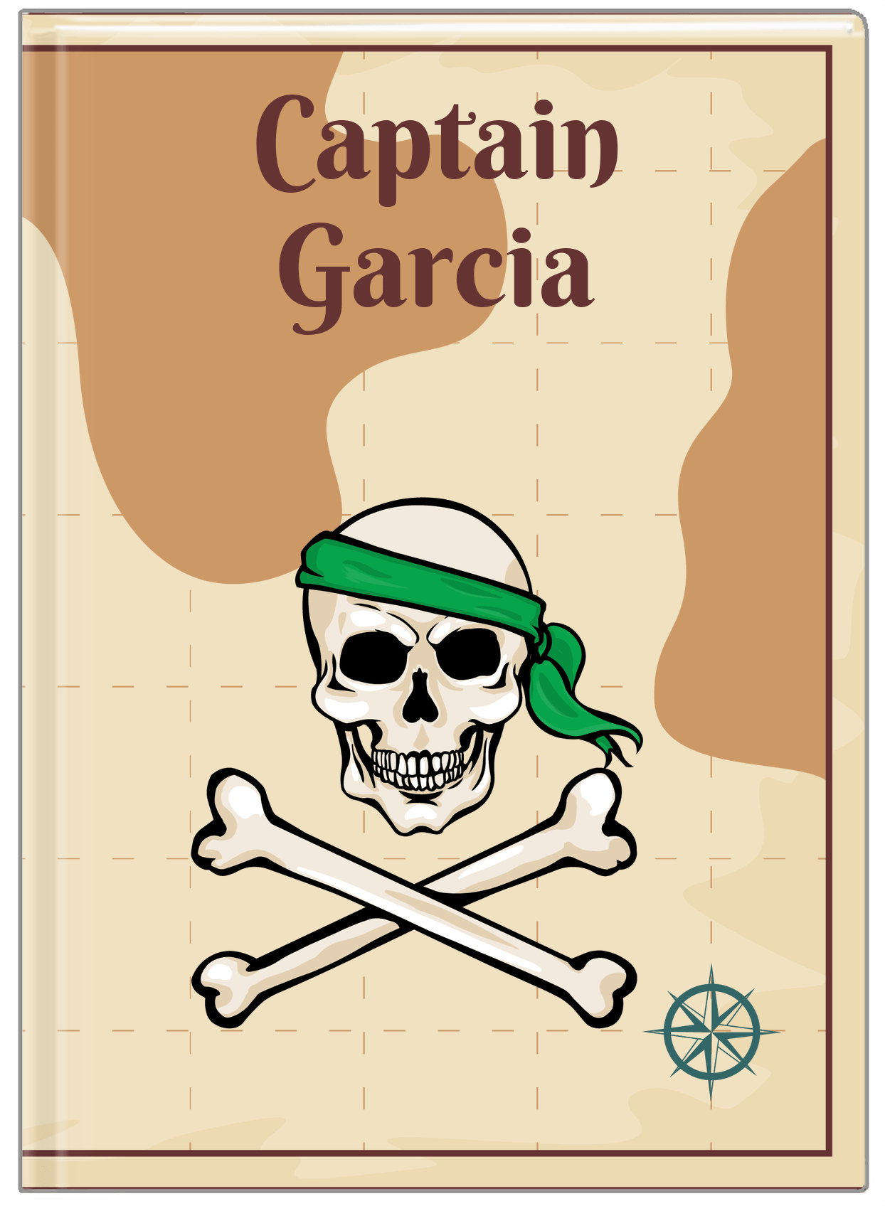 Personalized Pirates Journal - Crossbones & Half Bandana - Front View