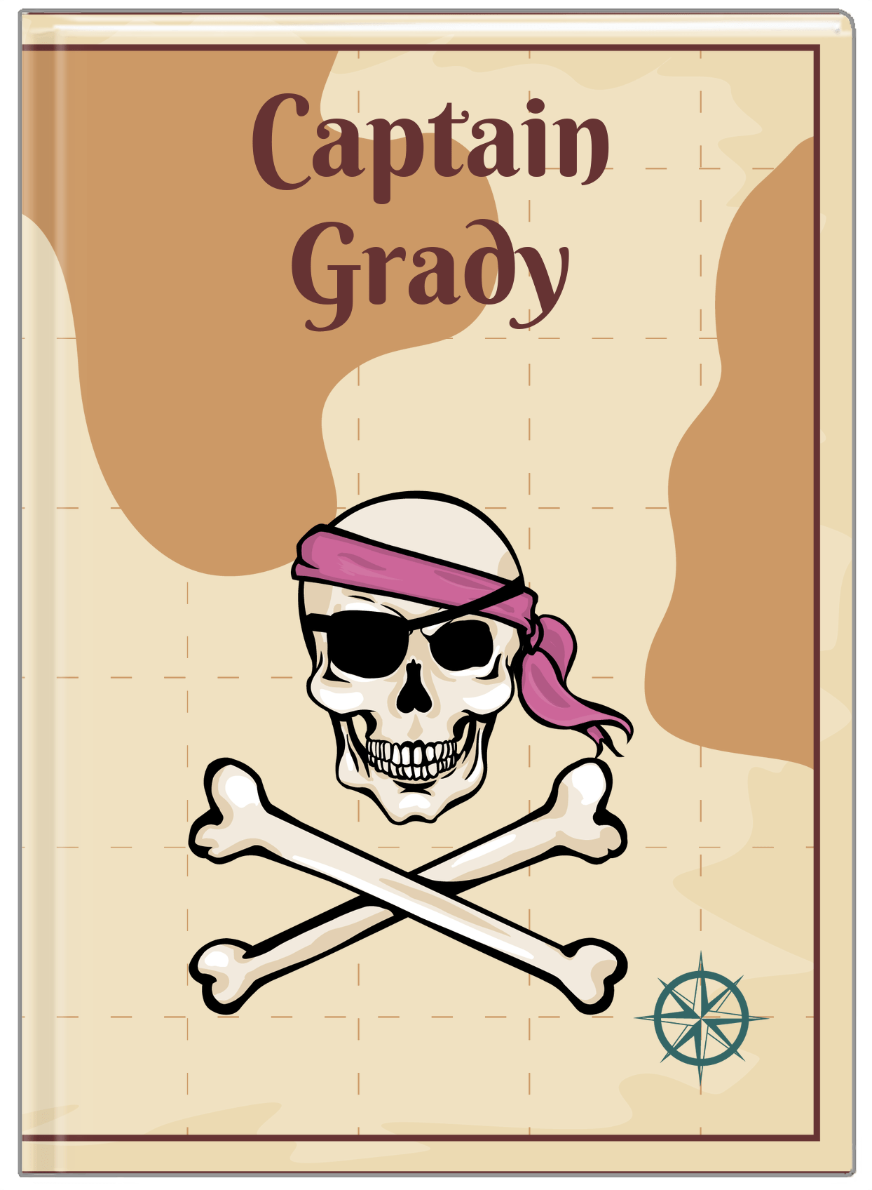 Personalized Pirates Journal - Crossbones, Half Bandana, & Eyepatch - Front View