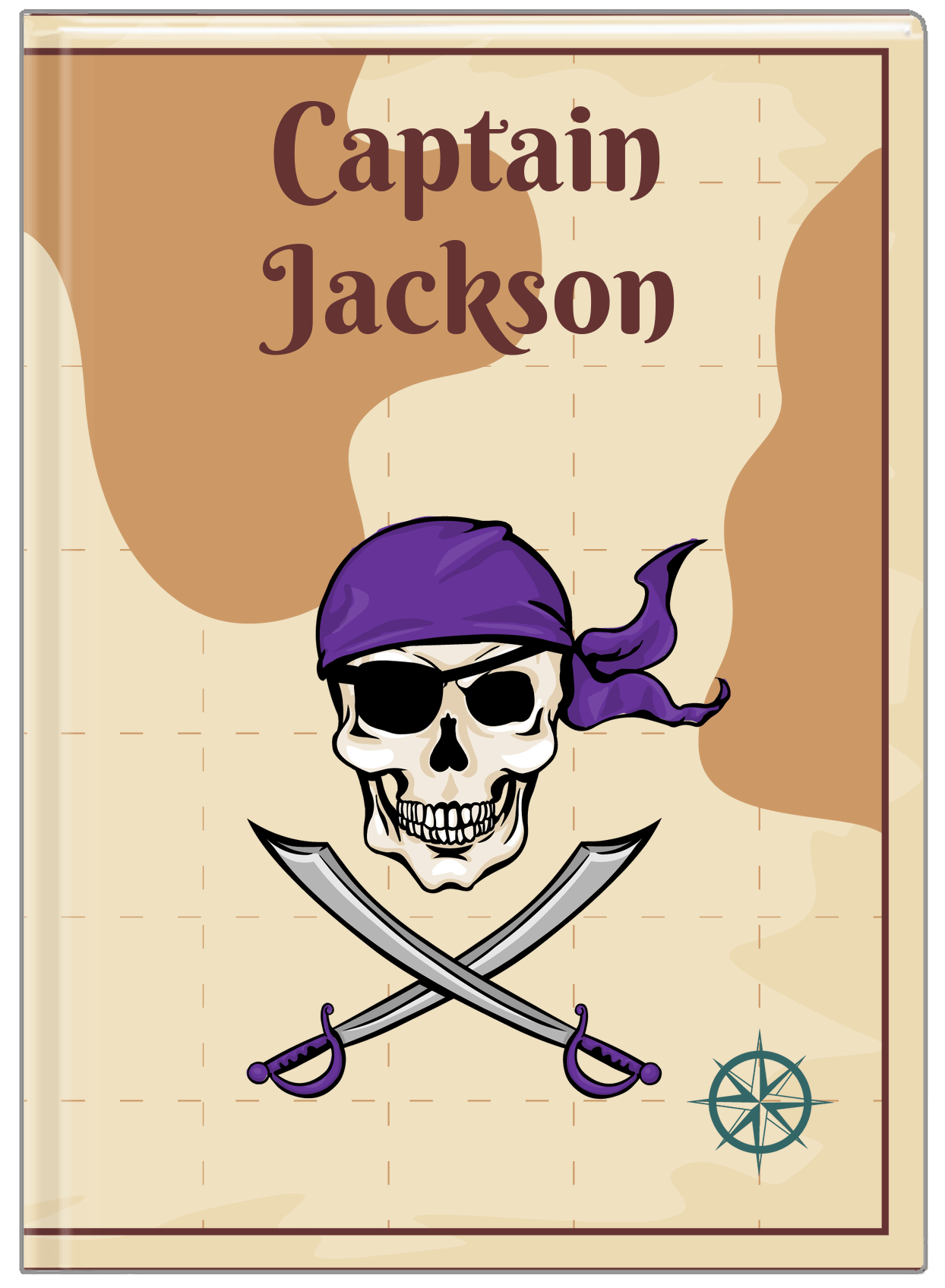 Personalized Pirates Journal - Swords, Bandana, & Eyepatch - Front View