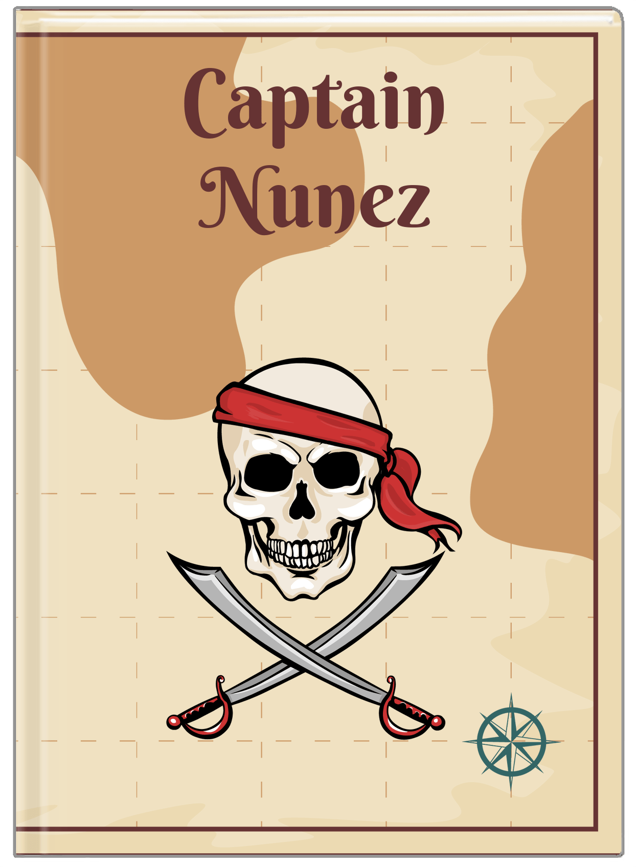 Personalized Pirates Journal - Swords & Half Bandana - Front View