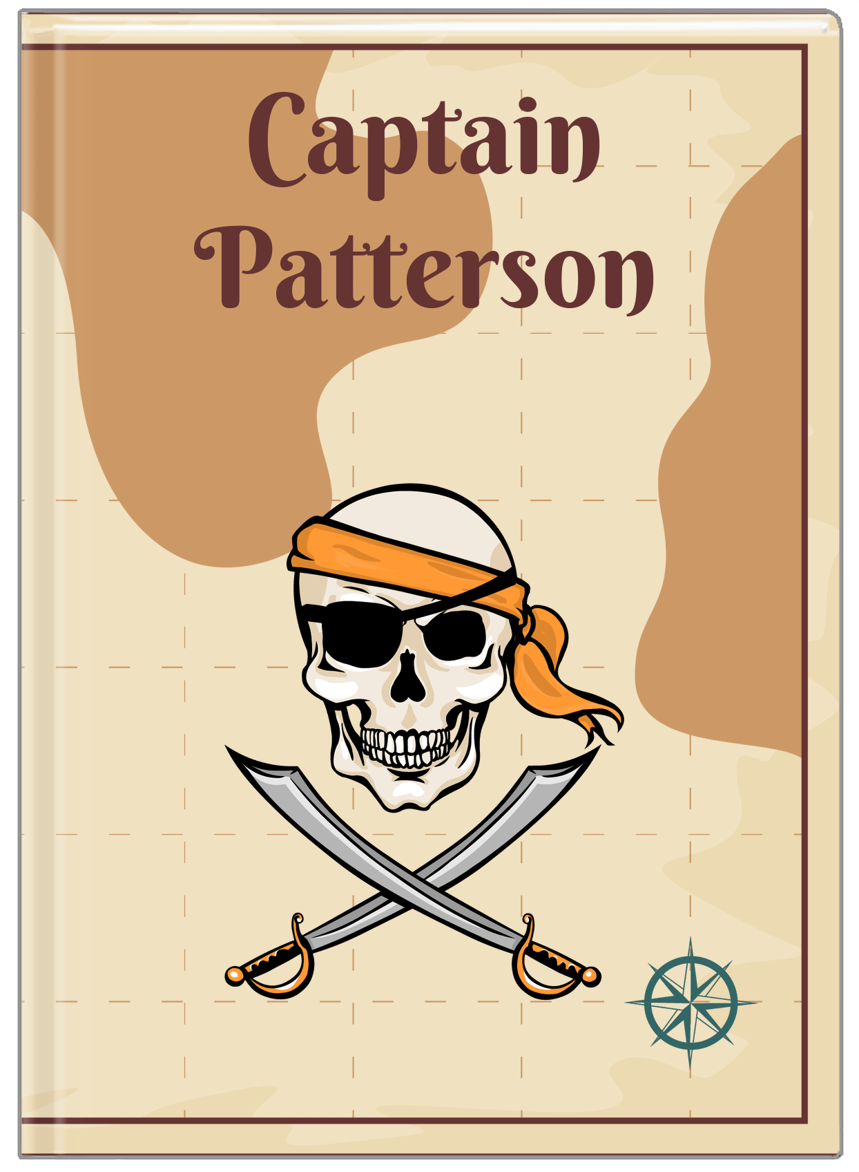 Personalized Pirates Journal - Swords, Half Bandana, & Eyepatch - Front View