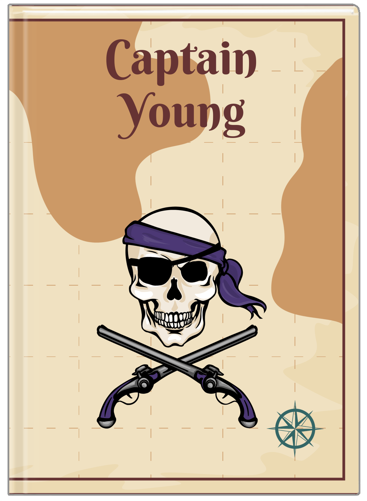 Personalized Pirates Journal - Arms, Half Bandana, & Eyepatch - Front View