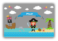 Thumbnail for Personalized Pirate Canvas Wrap & Photo Print II - Grey Background - Redhead Girl with Sword - Front View