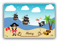 Thumbnail for Personalized Pirate Canvas Wrap & Photo Print V - Blue Background - Asian Girl with Flag - Front View