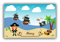 Thumbnail for Personalized Pirate Canvas Wrap & Photo Print V - Blue Background - Redhead Girl with Flag - Front View