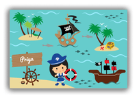 Thumbnail for Personalized Pirate Canvas Wrap & Photo Print IX - Blue Background - Black Hair Girl - Front View