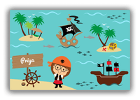 Thumbnail for Personalized Pirate Canvas Wrap & Photo Print IX - Blue Background - Brunette Girl - Front View