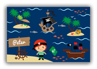 Thumbnail for Personalized Pirate Canvas Wrap & Photo Print X - Blue Background - Redhead Boy - Front View