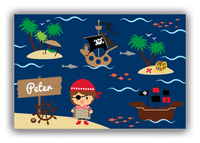 Thumbnail for Personalized Pirate Canvas Wrap & Photo Print X - Blue Background - Brown Hair Boy - Front View
