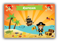 Thumbnail for Personalized Pirate Canvas Wrap & Photo Print XI - Blue Background - Brunette Girl with Flag - Front View