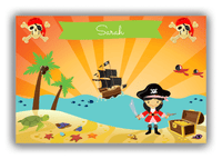Thumbnail for Personalized Pirate Canvas Wrap & Photo Print XII - Blue Background - Asian Girl with Sword - Front View