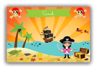 Thumbnail for Personalized Pirate Canvas Wrap & Photo Print XII - Blue Background - Black Hair Girl with Sword - Front View