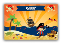 Thumbnail for Personalized Pirate Canvas Wrap & Photo Print XIII - Blue Background - Asian Boy with Flag - Front View