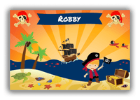 Thumbnail for Personalized Pirate Canvas Wrap & Photo Print XIII - Blue Background - Blond Boy with Flag - Front View