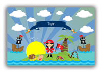 Thumbnail for Personalized Pirate Canvas Wrap & Photo Print XV - Blue Background - Asian Girl with Flag - Front View