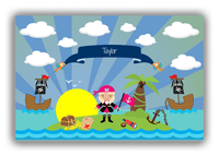 Thumbnail for Personalized Pirate Canvas Wrap & Photo Print XV - Blue Background - Blonde Girl with Flag - Front View