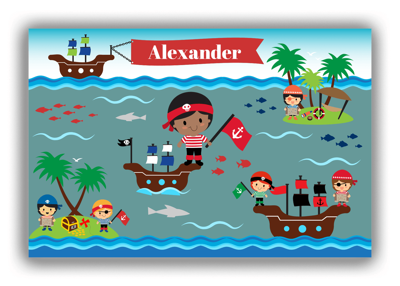 Personalized Pirate Canvas Wrap & Photo Print XX - Blue Background - Black Boy - Front View