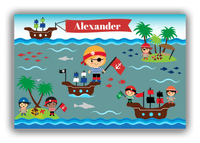 Thumbnail for Personalized Pirate Canvas Wrap & Photo Print XX - Blue Background - Blond Boy - Front View