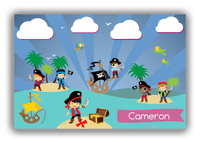 Thumbnail for Personalized Pirate Canvas Wrap & Photo Print XXIV - Blue Background - Asian Boy with Sword - Front View