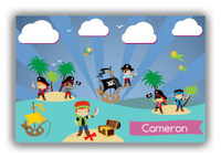 Thumbnail for Personalized Pirate Canvas Wrap & Photo Print XXIV - Blue Background - Redhead Boy with Sword - Front View