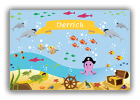 Thumbnail for Personalized Pirate Canvas Wrap & Photo Print XXV - Blue Background - Purple Octopus - Front View