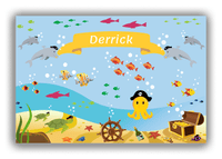 Thumbnail for Personalized Pirate Canvas Wrap & Photo Print XXV - Blue Background - Yellow Octopus - Front View