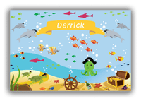 Thumbnail for Personalized Pirate Canvas Wrap & Photo Print XXV - Blue Background - Green Octopus - Front View