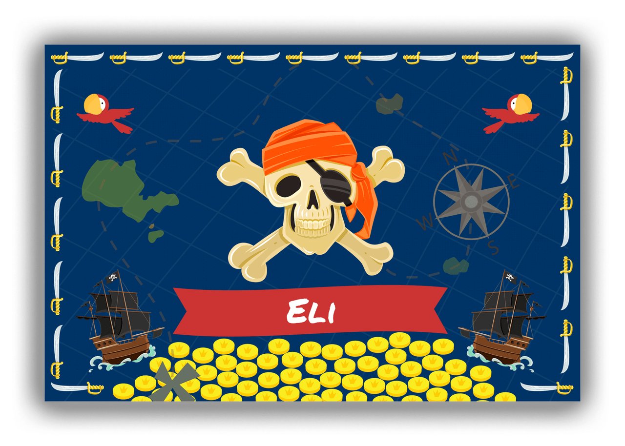 Personalized Pirate Canvas Wrap & Photo Print XXVII - Blue Background - Orange Bandana - Front View
