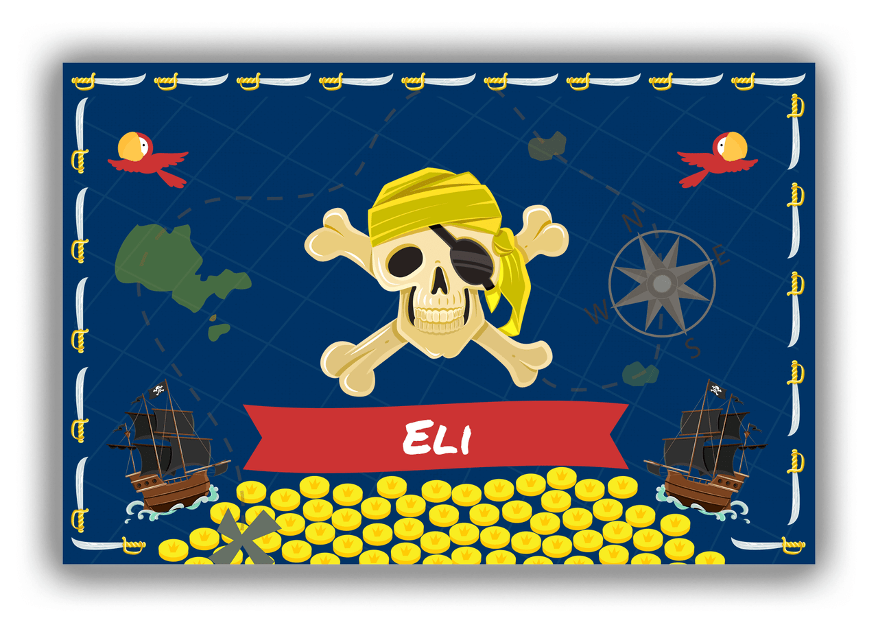 Personalized Pirate Canvas Wrap & Photo Print XXVII - Blue Background - Yellow Bandana - Front View