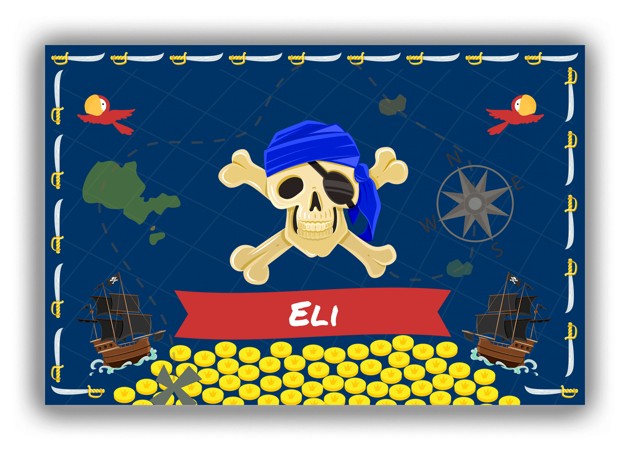 Personalized Pirate Canvas Wrap & Photo Print XXVII - Blue Background - Blue Bandana - Front View