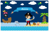 Thumbnail for Personalized Pirate Placemat - Boy Pirate with Sword I - Brown Hair Boy -  View