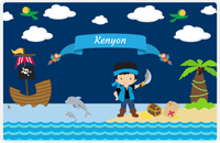 Thumbnail for Personalized Pirate Placemat - Boy Pirate with Sword I - Black Hair Boy -  View