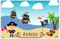 Thumbnail for Personalized Pirate Placemat - Girl Pirate with Flag II - Blonde Girl -  View