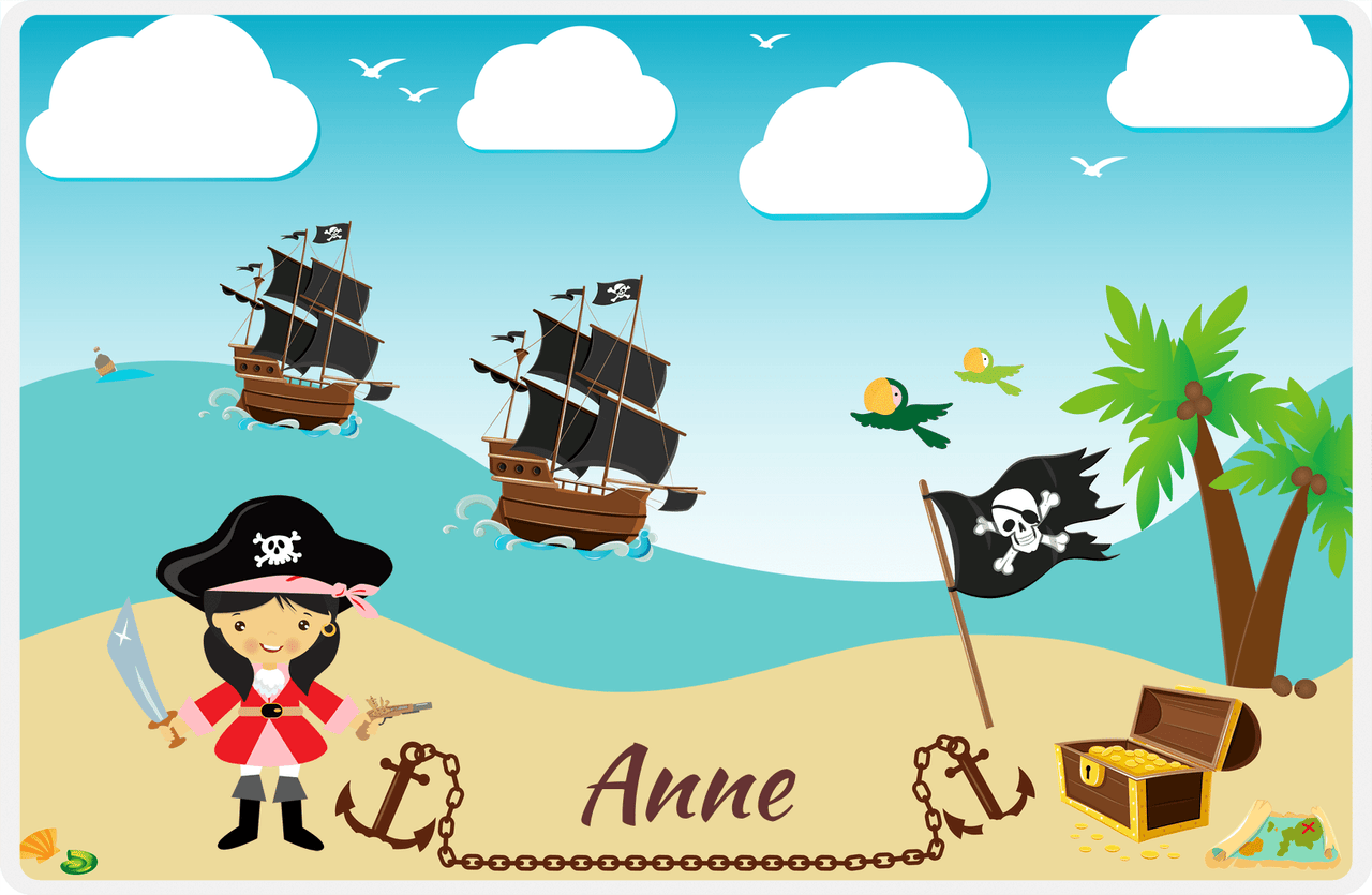 Personalized Pirate Placemat - Girl Pirate with Sword II - Asian Girl -  View