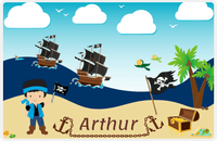 Thumbnail for Personalized Pirate Placemat - Boy Pirate with Flag II - Black Hair Boy -  View