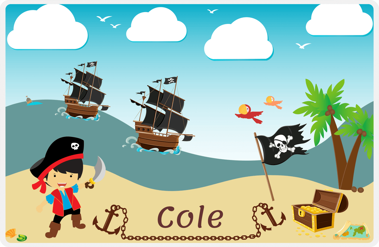 Personalized Pirate Placemat - Boy Pirate with Sword II - Asian Boy -  View