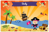 Thumbnail for Personalized Pirate Placemat - Girl Pirate with Flag IV - Blonde Girl -  View