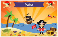 Thumbnail for Personalized Pirate Placemat - Girl Pirate with Flag IV - Asian Girl -  View