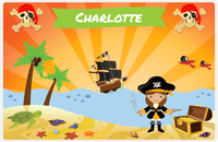 Thumbnail for Personalized Pirate Placemat - Girl Pirate with Sword IV - Brunette Girl -  View