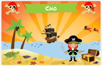 Thumbnail for Personalized Pirate Placemat - Girl Pirate with Sword IV - Redhead Girl -  View