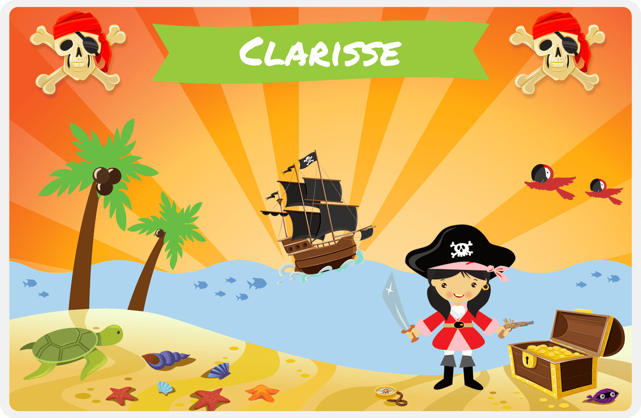 Personalized Pirate Placemat - Girl Pirate with Sword IV - Asian Girl -  View