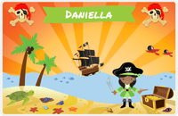 Thumbnail for Personalized Pirate Placemat - Girl Pirate with Sword IV - Black Girl -  View