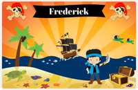 Thumbnail for Personalized Pirate Placemat - Boy Pirate with Sword IV - Black Hair Boy -  View