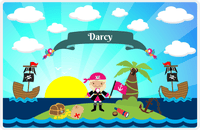Thumbnail for Personalized Pirate Placemat - Girl Pirate with Flag V - Blonde Girl -  View