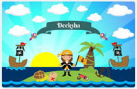Thumbnail for Personalized Pirate Placemat - Girl Pirate with Flag V - Brunette Girl -  View