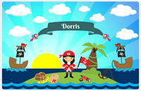 Thumbnail for Personalized Pirate Placemat - Girl Pirate with Flag V - Asian Girl -  View